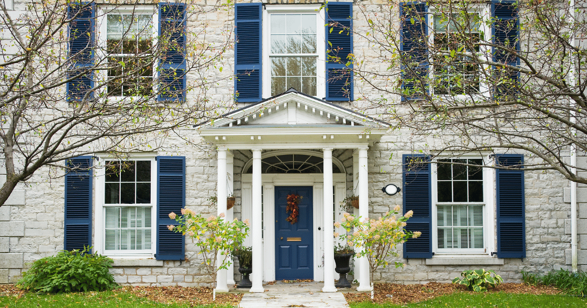 background image of a house freshly painted
